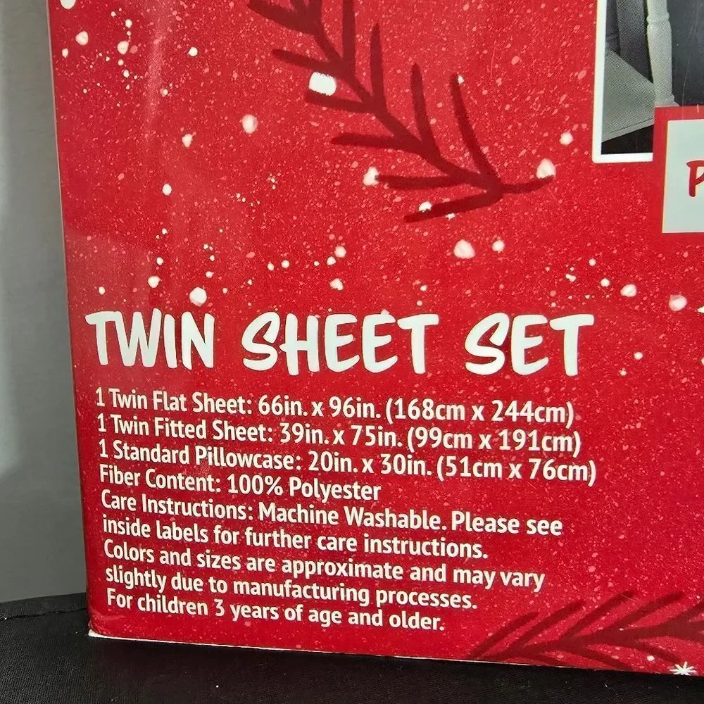Disney Lilo & Stitch Twin Sheet Set Holiday 3 Piece Set Christmas Sheets New